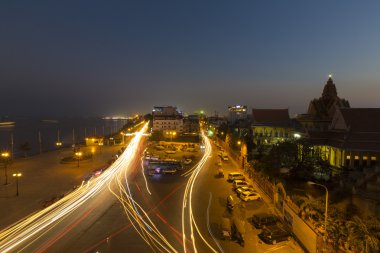 Kentsel görünümü gece, Kamboçya Phnom Penh şehir