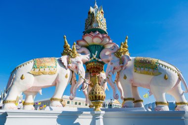 Pink elephant statue near Grand Palace or Wat Phra Kaew in Bangk clipart