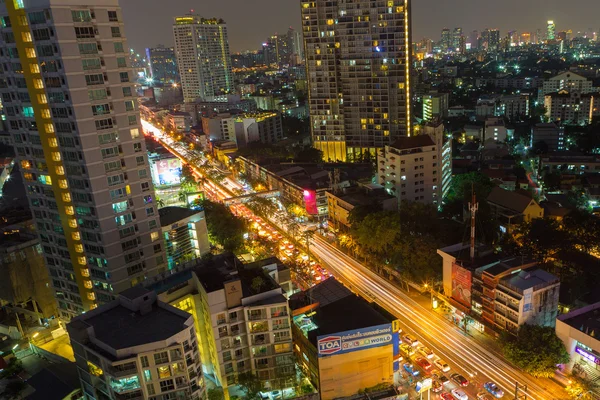 Veduta aerea di Bangkok al crepuscolo notte, Thailandia — Foto Stock