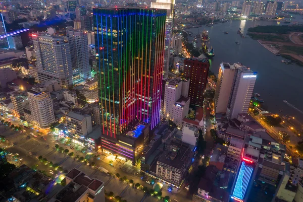 Skyline of Ho Chi Minh city by night, Vietnam — Stock Photo, Image