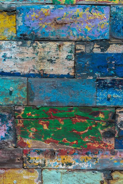 Colored abstract grunge wood texture background from old boat — Stock Photo, Image