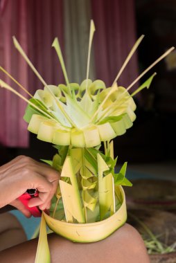 Muz izninden yapılan bali sunan dekorasyon. Bali 