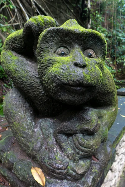 Escultura de macaco velho na selva, Santuário da Floresta do Macaco Sagrado . — Fotografia de Stock