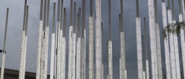 Medellin ışıklar Park, modern mimari, gece