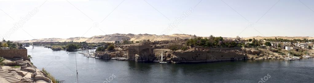 Panorama of river nile in Aswan Egypt