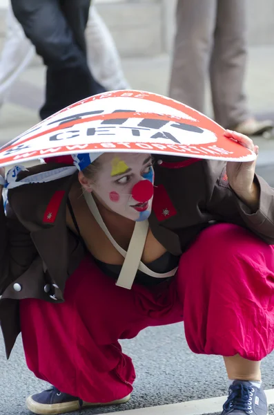 TTIP GAME OVER activist in action during a public demonstration — Stock Photo, Image