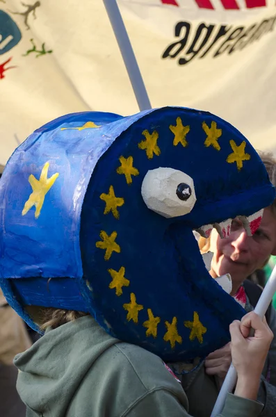 TTIP GAME OVER activist in action during a public demonstration — Stock Photo, Image