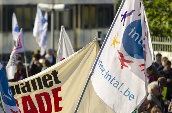 Działacz w TTIP Game Over, podczas publicznej demonstracji — Zdjęcie stockowe