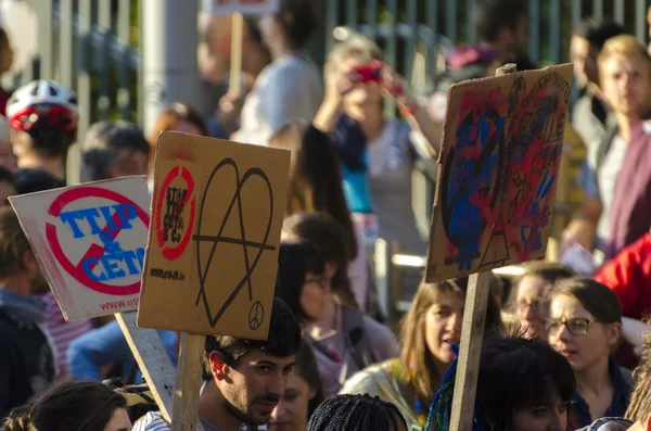 TTIP GAME OVER activist in action during a public demonstration — Stock Photo, Image