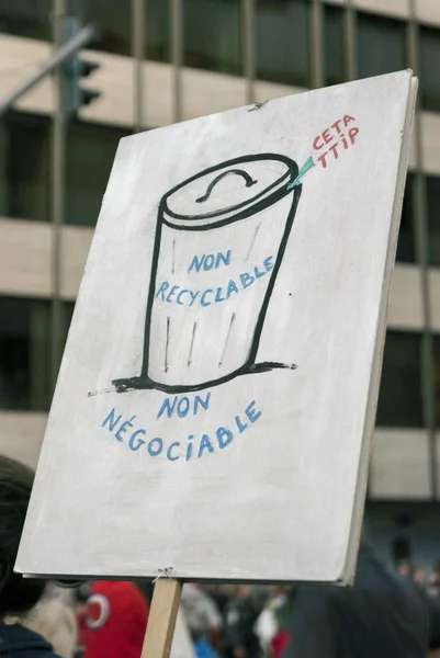 TTIP GAME OVER signs during a public demonstration in Brussels. — Stock Photo, Image