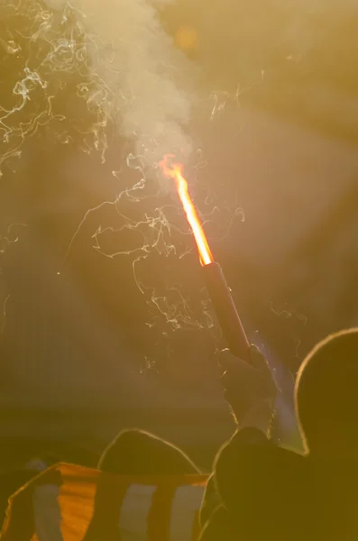 Tippen Sie Spiel über Aktivist in Aktion während einer öffentlichen Demonstration — Stockfoto