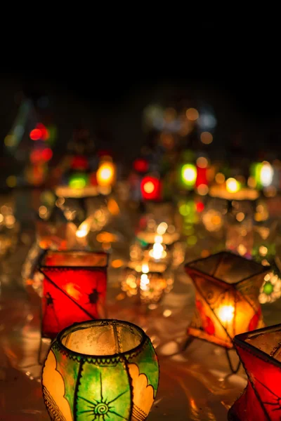 Marakeş'te souk, gece gelen lambalar — Stok fotoğraf