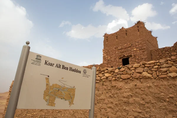O mapa de Ait Ben Haddou medieval Kasbah em Marrocos — Fotografia de Stock