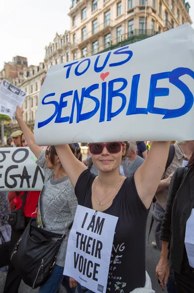 Ativistas belgas Gaia protestam nas ruas de Bruxelas — Fotografia de Stock