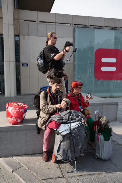 Belgické gaia aktivisté protestují v ulicích Bruselu — Stock fotografie