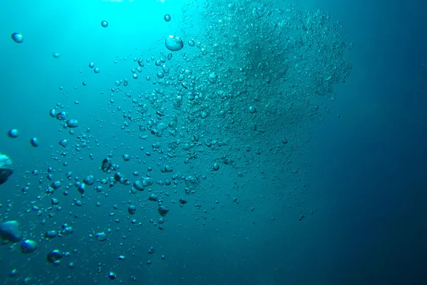 Underwater bubbles rise up towards the sun — Stock Photo, Image