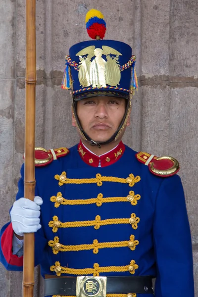 Presidentvakten jobber i presidentpalasset, Quito. – stockfoto