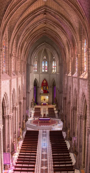 Gothic interior of the Basilica Del Voto Nacional, Quito , Ecuad — Stock Photo, Image