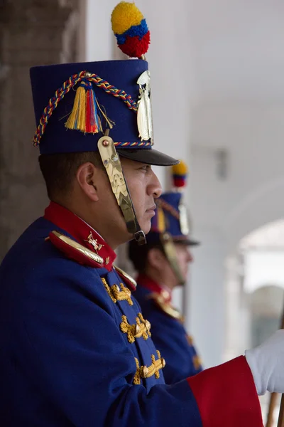 Presidential guard working at the presidential palace, Quito — 스톡 사진