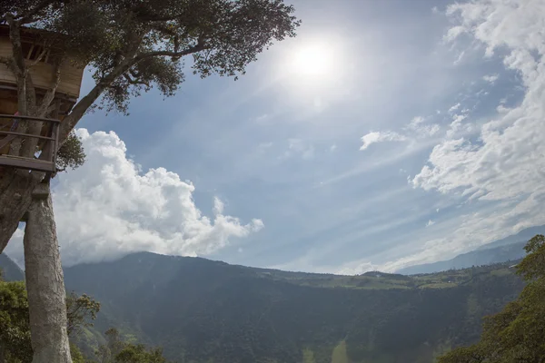 View of mountain from La Casa del Arbol, Banos, Ecuador — Stockfoto