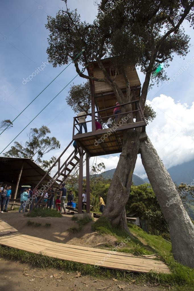 La Casa Del Arbol In Banos Ecuador Redaktionelles