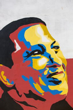 Hugo Chavez renkli tasarım bir duvar Pampatar, Venezuela