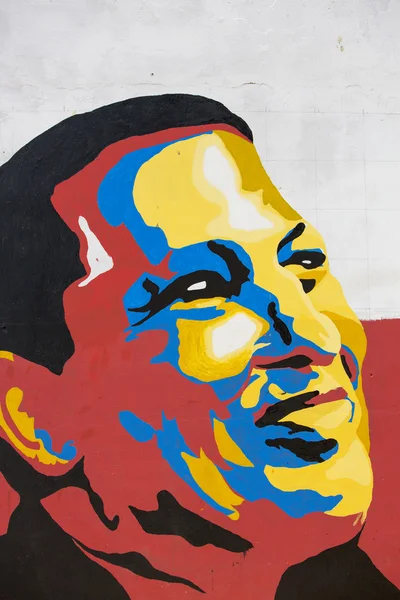 Colorido diseño de Hugo Chávez en una pared en Pampatar, Venezuela —  Fotos de Stock