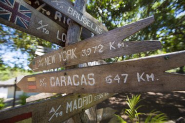 Destination Wooden sign arrows, venezuela clipart
