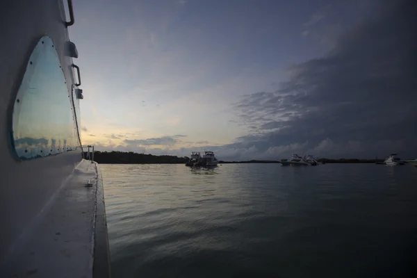 Alba e riflessi di luce blu nel mare, Galapagos — Foto Stock