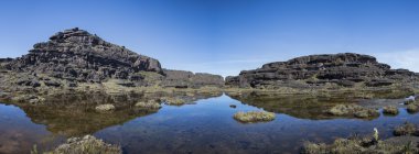 Summit of Mount Roraima, small lake and volcanic black stones wi clipart
