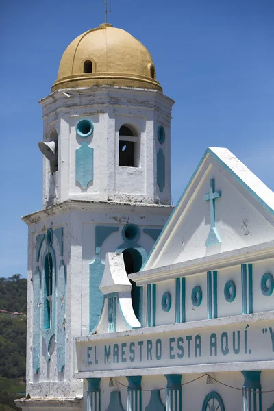 Blue and white colonial church in Venezuela