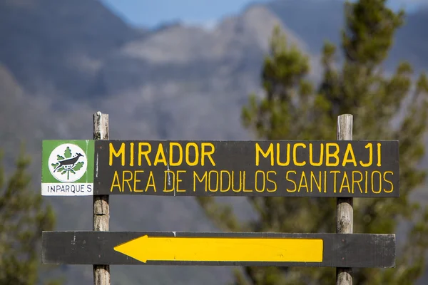 Напрямках знак для Меріда, Венесуела, Mucubaji Мірадор — стокове фото