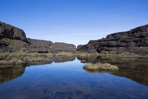 Cumbre del Monte Roraima, extraño mundo hecho de st negro volcánico — Foto de Stock