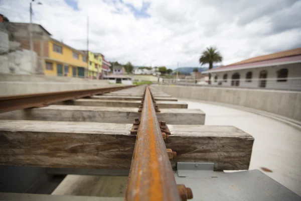 Primer plano del ferrocarril en la estación Otavalo, Ecuador — Foto de Stock