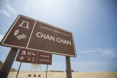 Welcome sign to Chan Chan historical site, Trujillo clipart
