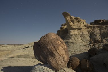 Sandstone formation in Ischigualasto at night, Argentina