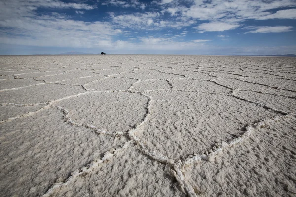 Panoramę Salar Uyuni z błękitnego nieba, Boliwia — Zdjęcie stockowe