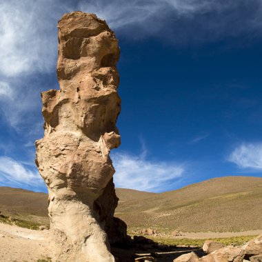 Rock formations with strange shape with blue sky, Bolivia