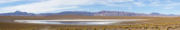 Mountains and salt pan in Eduardo Avaroa Reserve, Bolivia — стокове фото