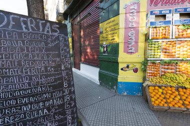 Outdoors fruits shop in Buenos Aires, Argentina clipart
