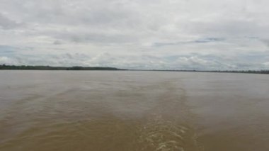 Brezilya Amazon yağmur ormanlarında Nehri üzerinde seyir