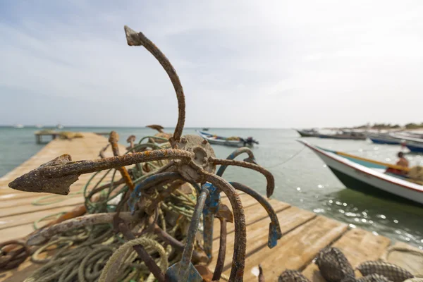 Detalles de un ancla de barco pesquero en Isla Margarita — Foto de Stock