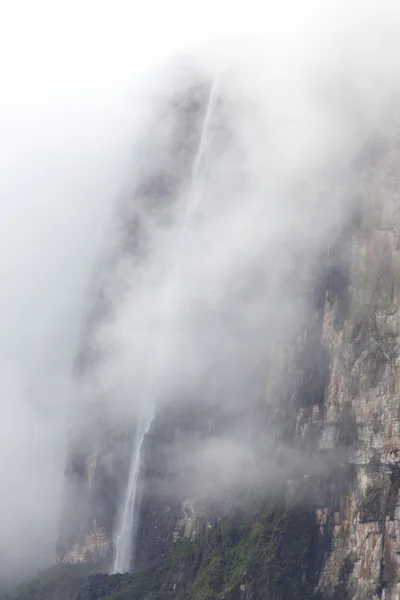 滝と Kukenan tepui、ロライマ山雲。Venezue — ストック写真