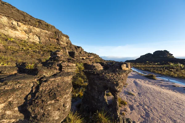 Cumbre del Monte Roraima, piedras negras volcánicas, Venezuela . — Foto de Stock