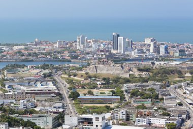 Tarihi şehir Cartagena Kolombiya havadan görünümü