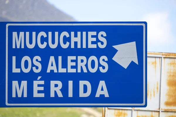 Verkeersbord Barinas en Pueblo Llano in Merida, Venezuela — Stockfoto