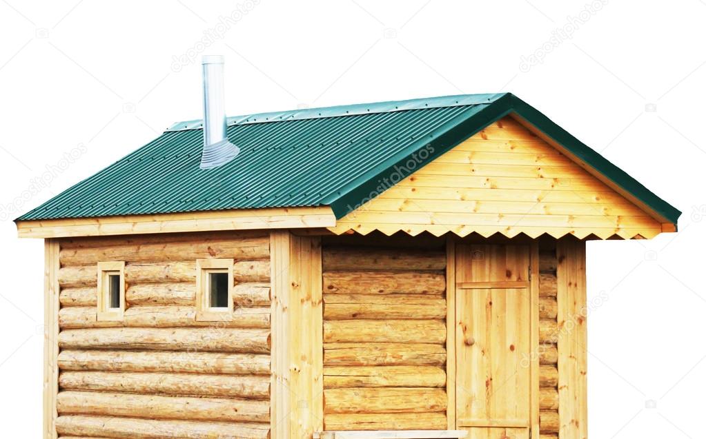 Log cabin, sauna exterior, rustic house or Finnish saunas - isolated