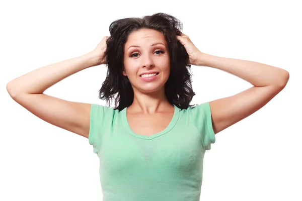 Vrouw scheuren haren uit — Stockfoto