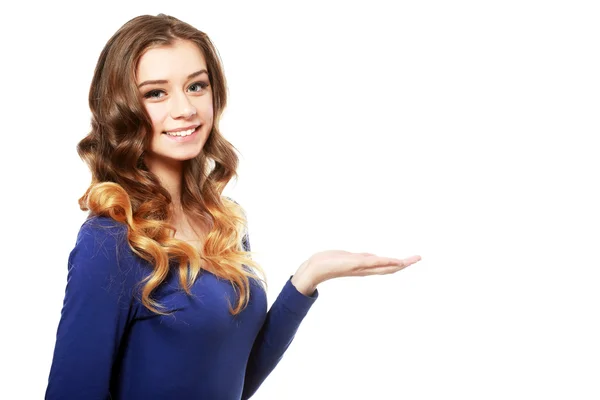 Mujer con palma abierta — Foto de Stock