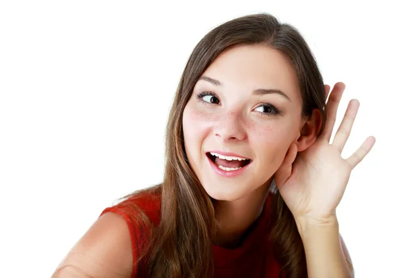 Mujer escuchando chismes —  Fotos de Stock